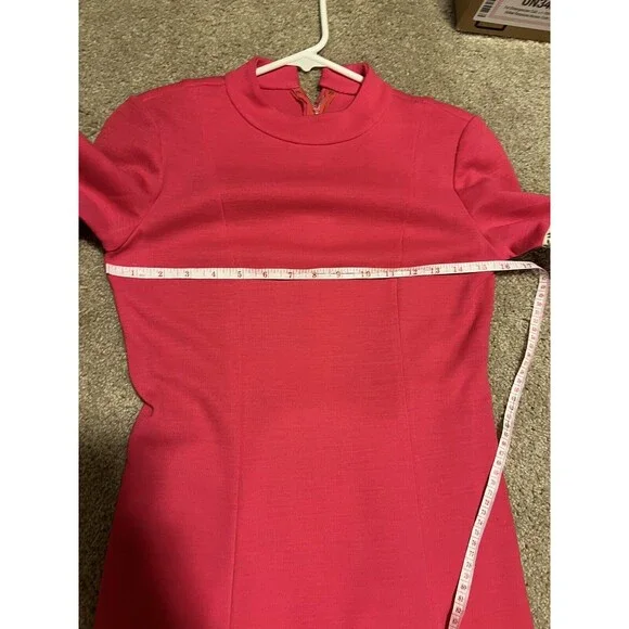 Vintage 70s Mini Sweater Dress Babydoll Balloon Sleeves Floral Trim - Picture 3 of 5